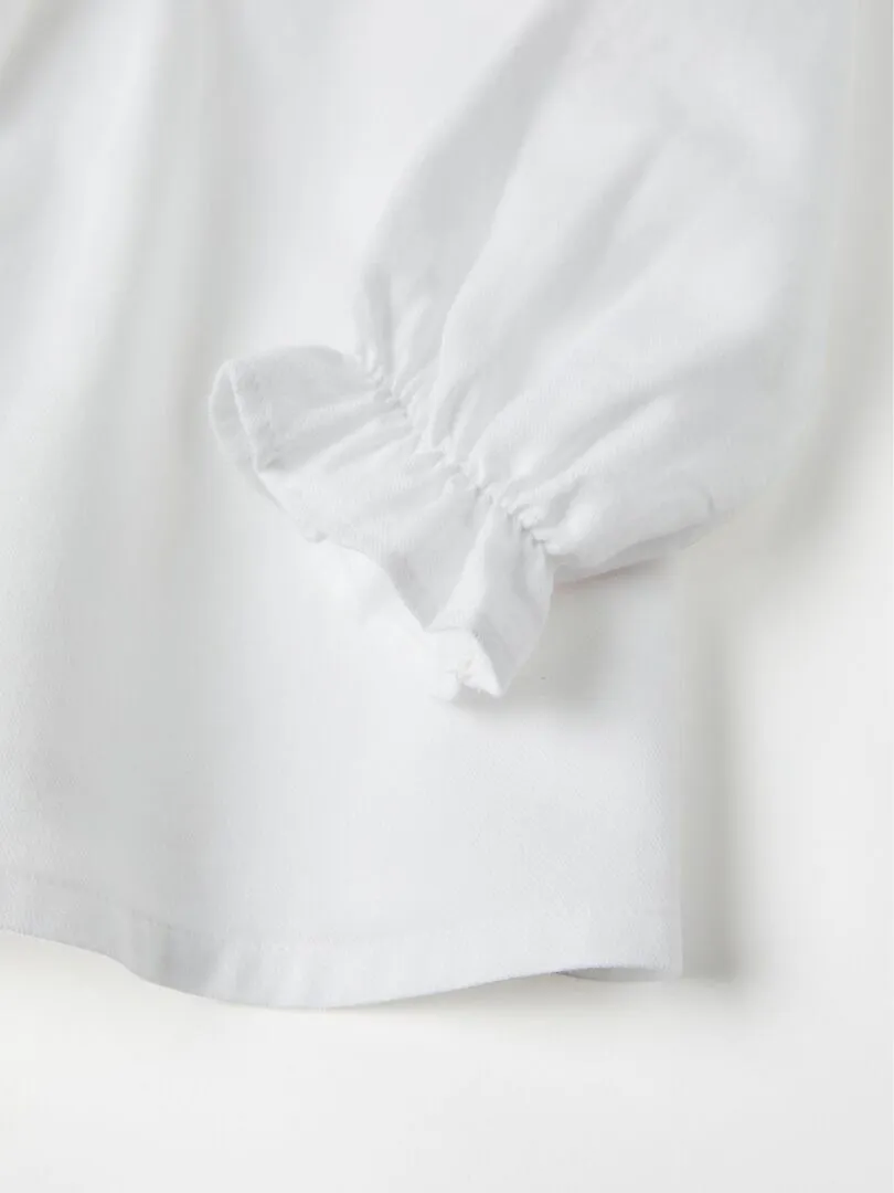 Chemisier en Coton Bébé Fille manches longues ALPINE LUXURY - Blanc