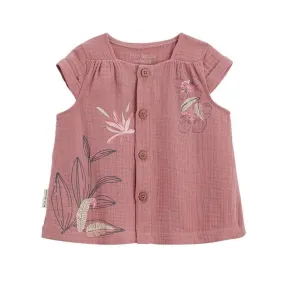 Chemisier fille en gaze de coton Olbia rose - Petit Beguin