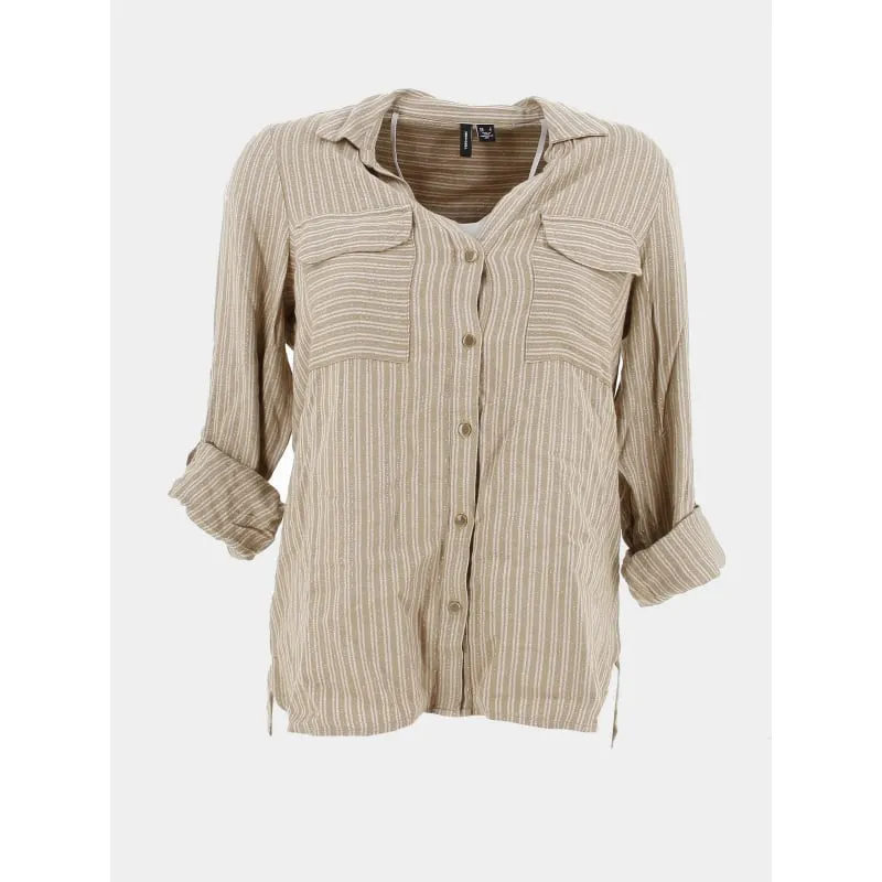 Chemisier à rayures pailleté emeli beige femme - Vero Moda | wimod