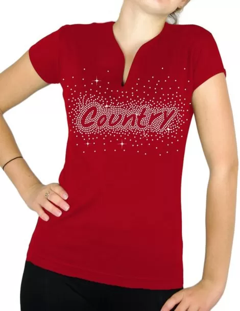 Country éclaté - T-shirt femme Col V