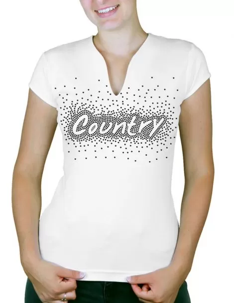 Country éclaté - T-shirt femme Col V