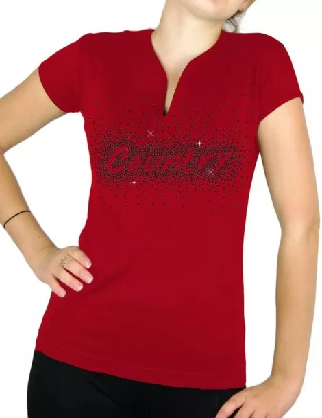 Country éclaté - T-shirt femme Col V