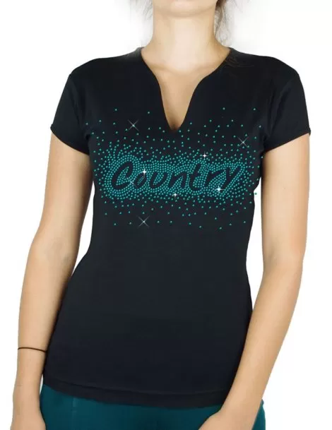 Country éclaté - T-shirt femme Col V