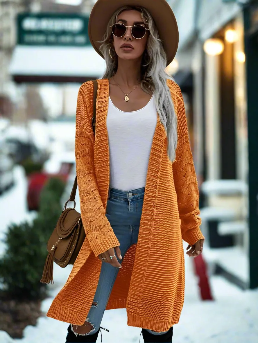 Femme - Cardigan long élégant - Tricot doux - Pull tendance pour un st