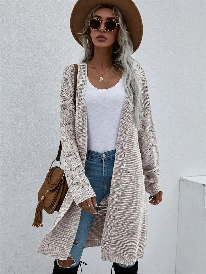 Femme - Cardigan long élégant - Tricot doux - Pull tendance pour un st