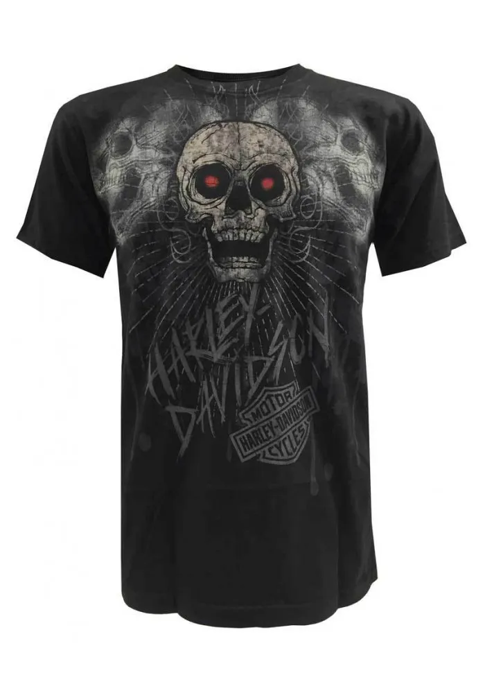 Harley Davidson Homme Corpus Three Skulls Graphic, T-Shirt Manches Courtes, Noir