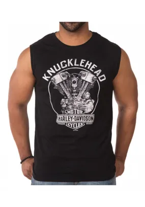 Harley-Davidson Hommes Knucklehead Legacy Sleeveless Muscle Tee Shirt Solid Noir 30298811