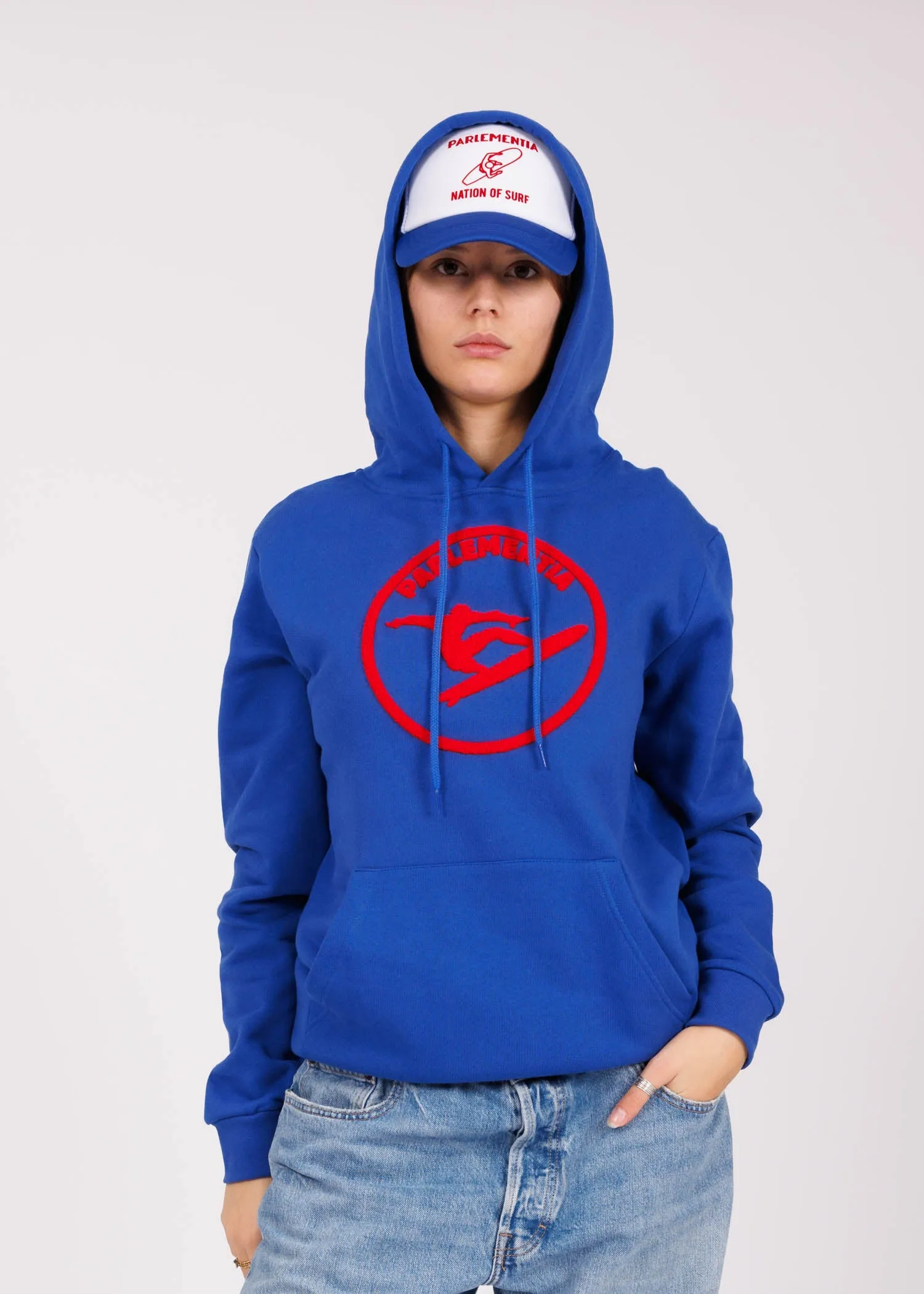 Hoodie brodé royal blue - red Hero