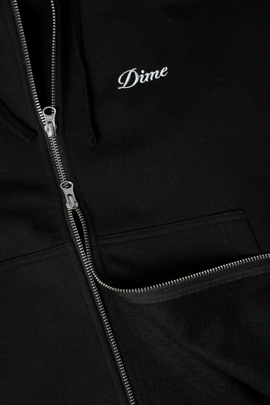 HOODIE CURSIVE SMALL LOGO ZIP NOIR