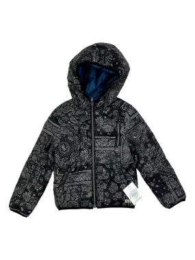 IKKS 5/6 ans manteau noir dessin réversible