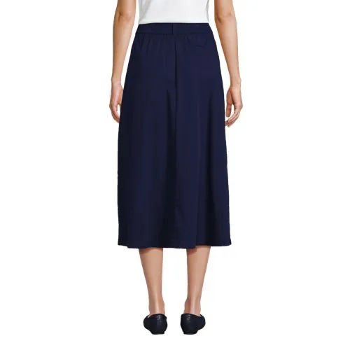 Jupe Midi à Pinces en Tissu Chino Léger Stretch, Femme Stature Standard