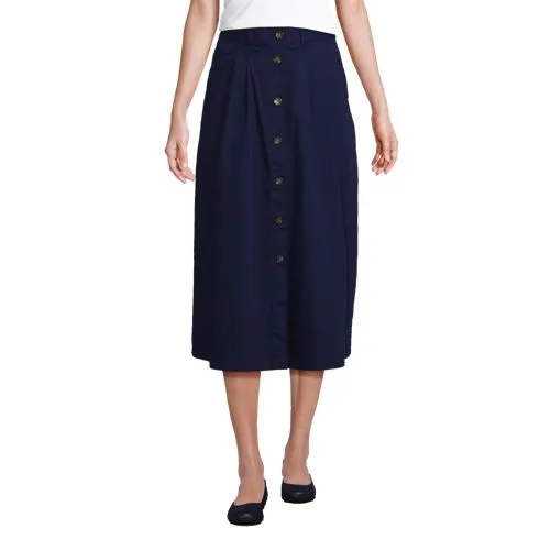 Jupe Midi à Pinces en Tissu Chino Léger Stretch, Femme Stature Standard