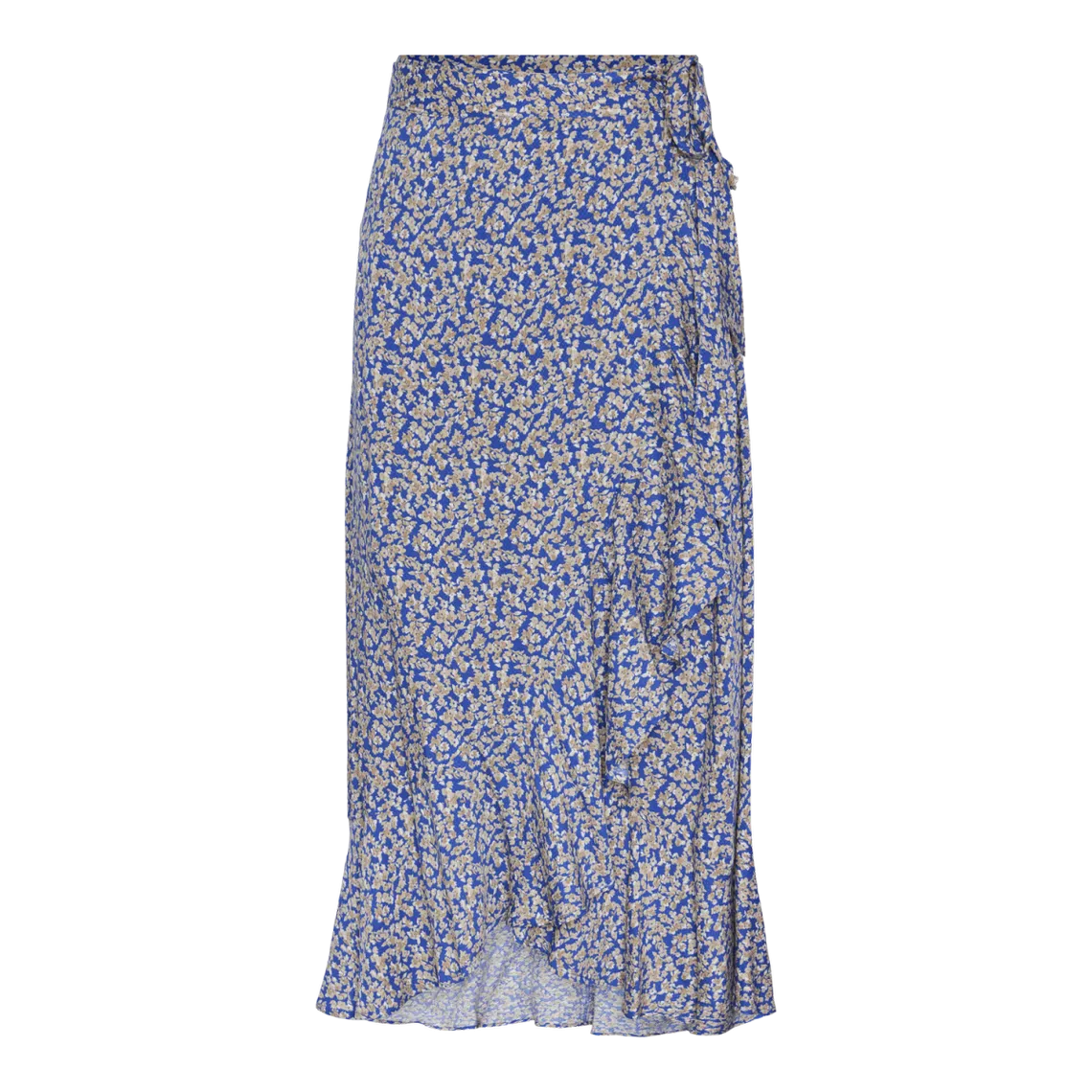 Jupe midi bleu en viscose | 3 Suisses