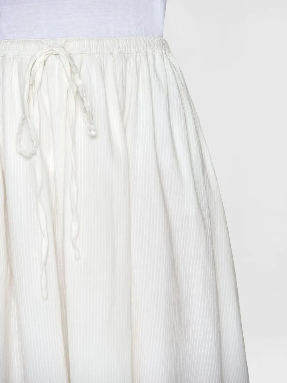 Jupe midi en coton bio | rayé blanc "stripe structure a-shape mid-length skirt egret" 1387 egret femme