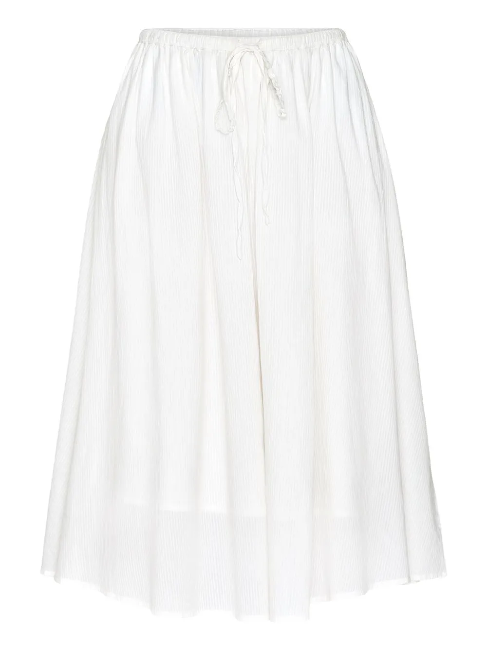 Jupe midi en coton bio | rayé blanc "stripe structure a-shape mid-length skirt egret" 1387 egret femme