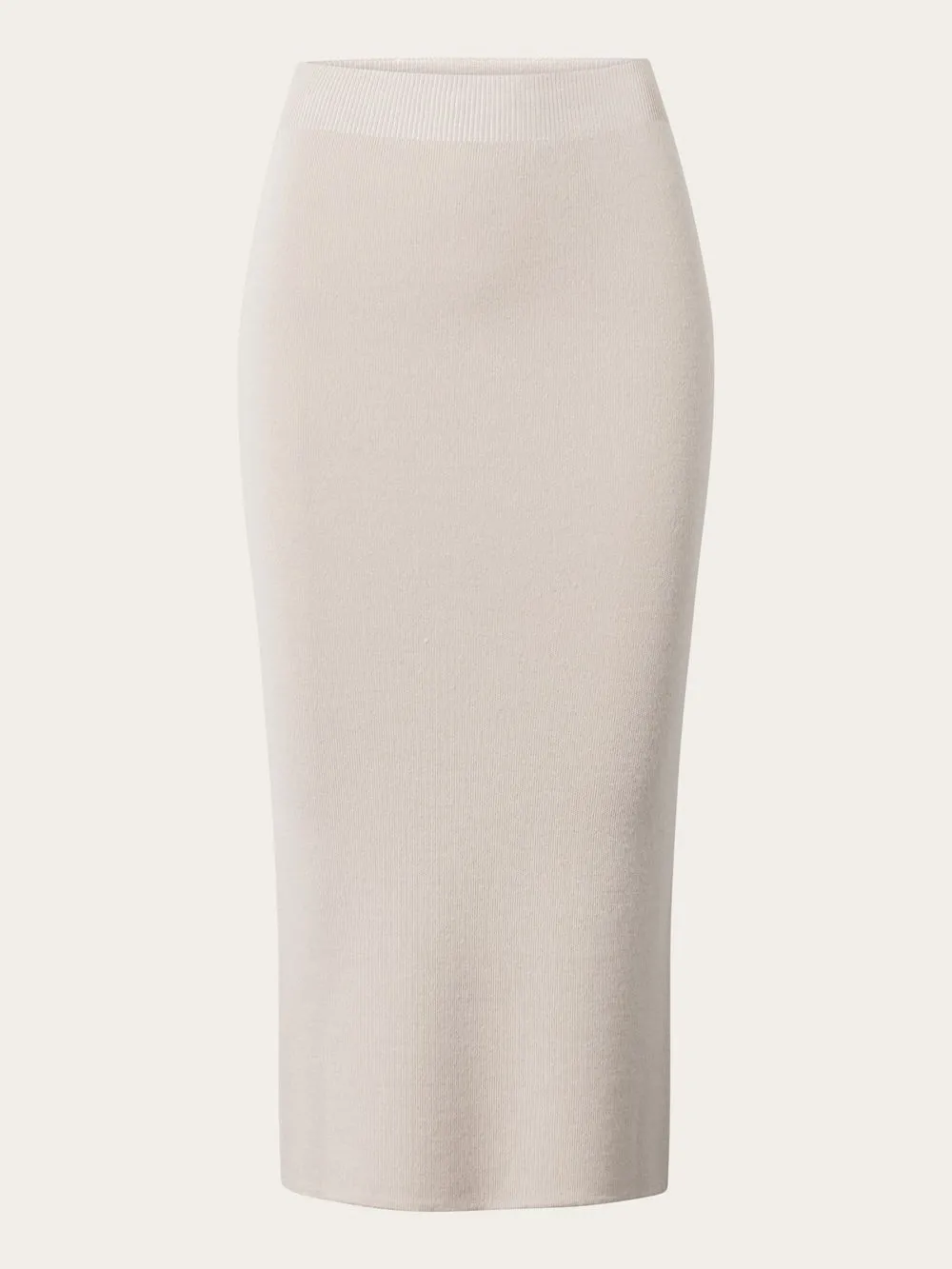 Jupe midi en laine certifiée | beige "midi length merino knit skirt kelp" 1346 kelp femme