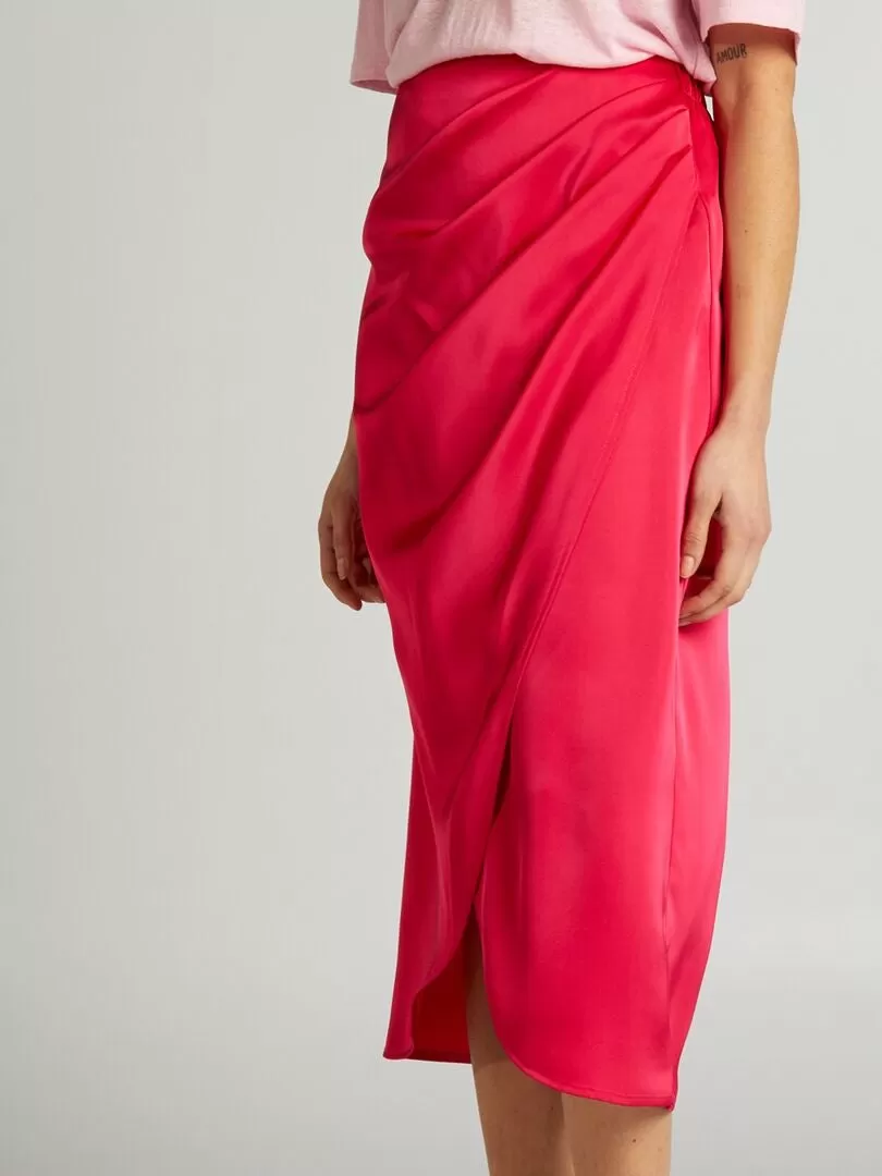 Jupe midi en satin - Rose