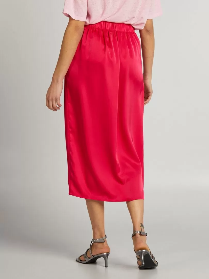 Jupe midi en satin - Rose