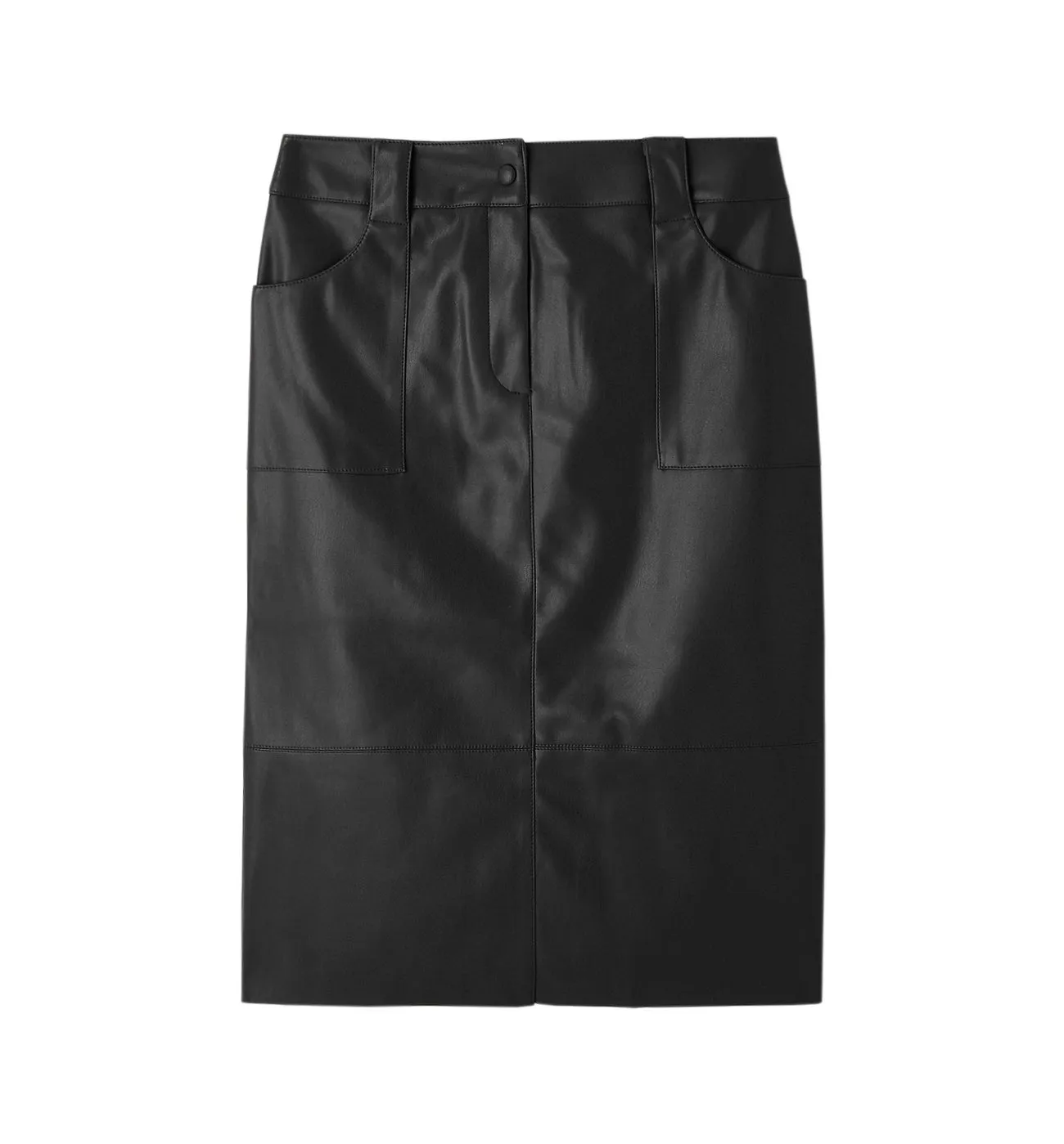 Jupe midi en simili Femme - Noir