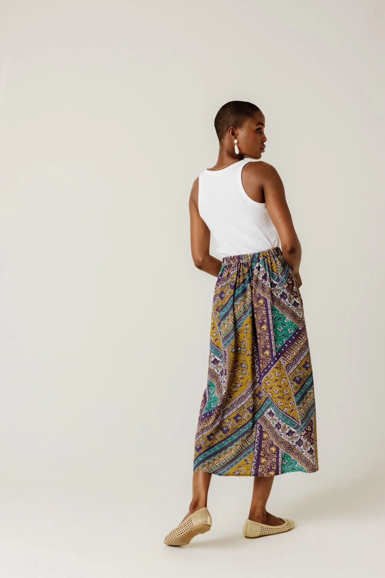 Jupe midi patchwork Femme - Imprimé multicolore