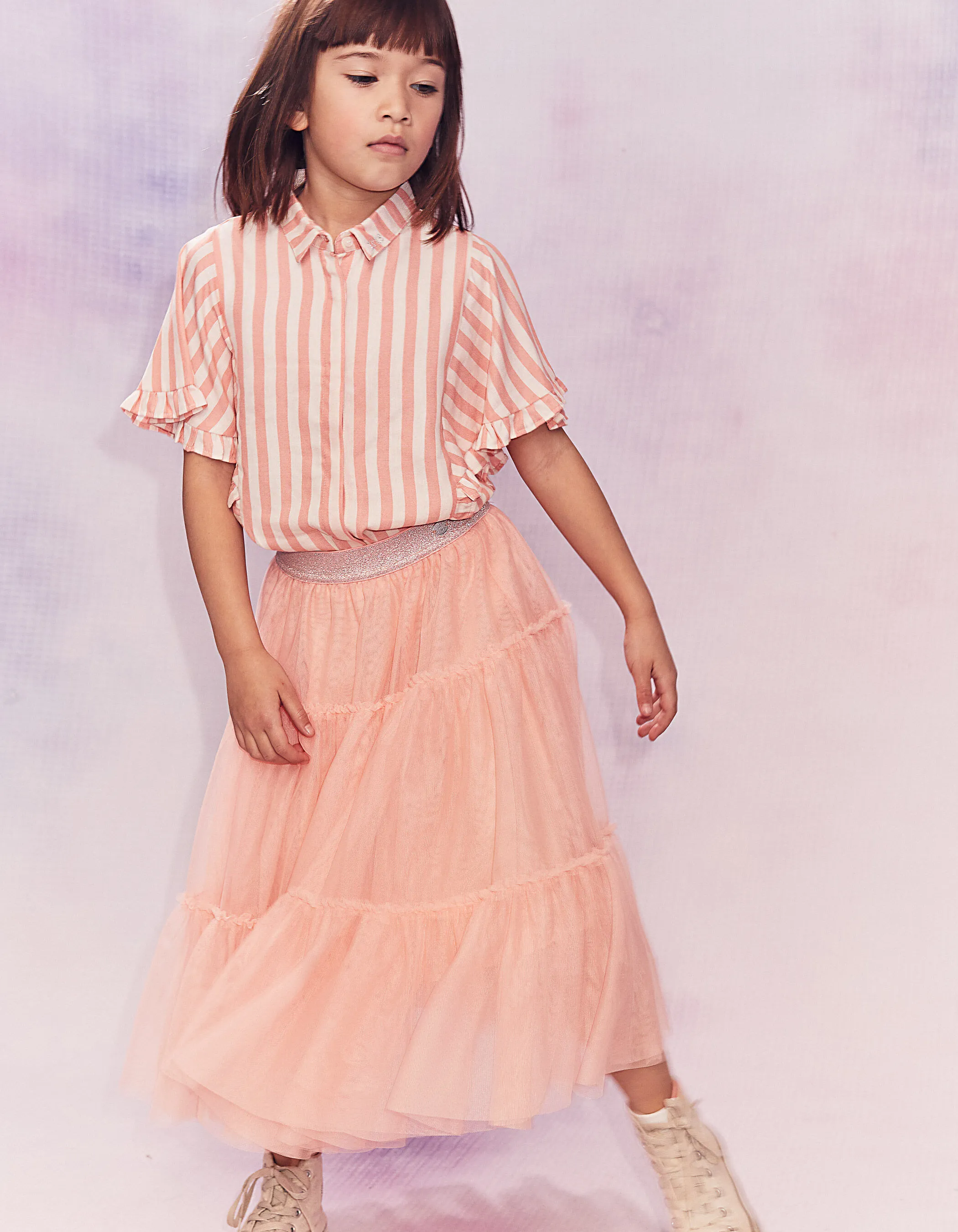 Jupe midi pêche en tulle fille