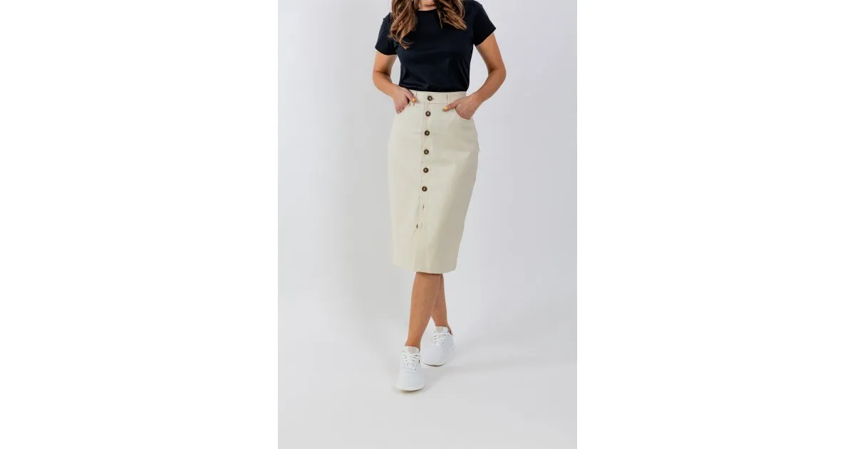 Jupe midi pour femme Be Lenka Essentials - Creme