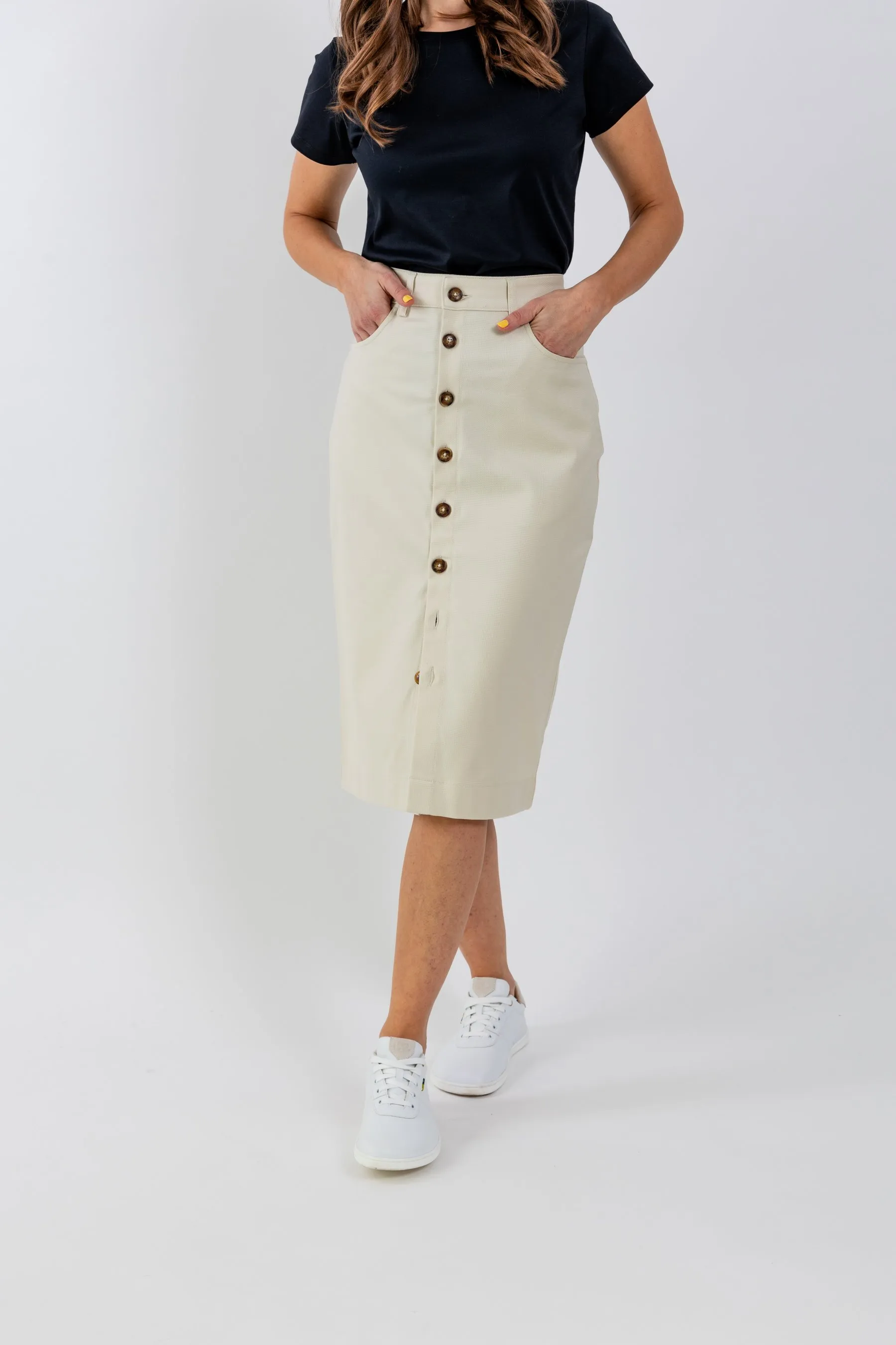 Jupe midi pour femme Be Lenka Essentials - Creme