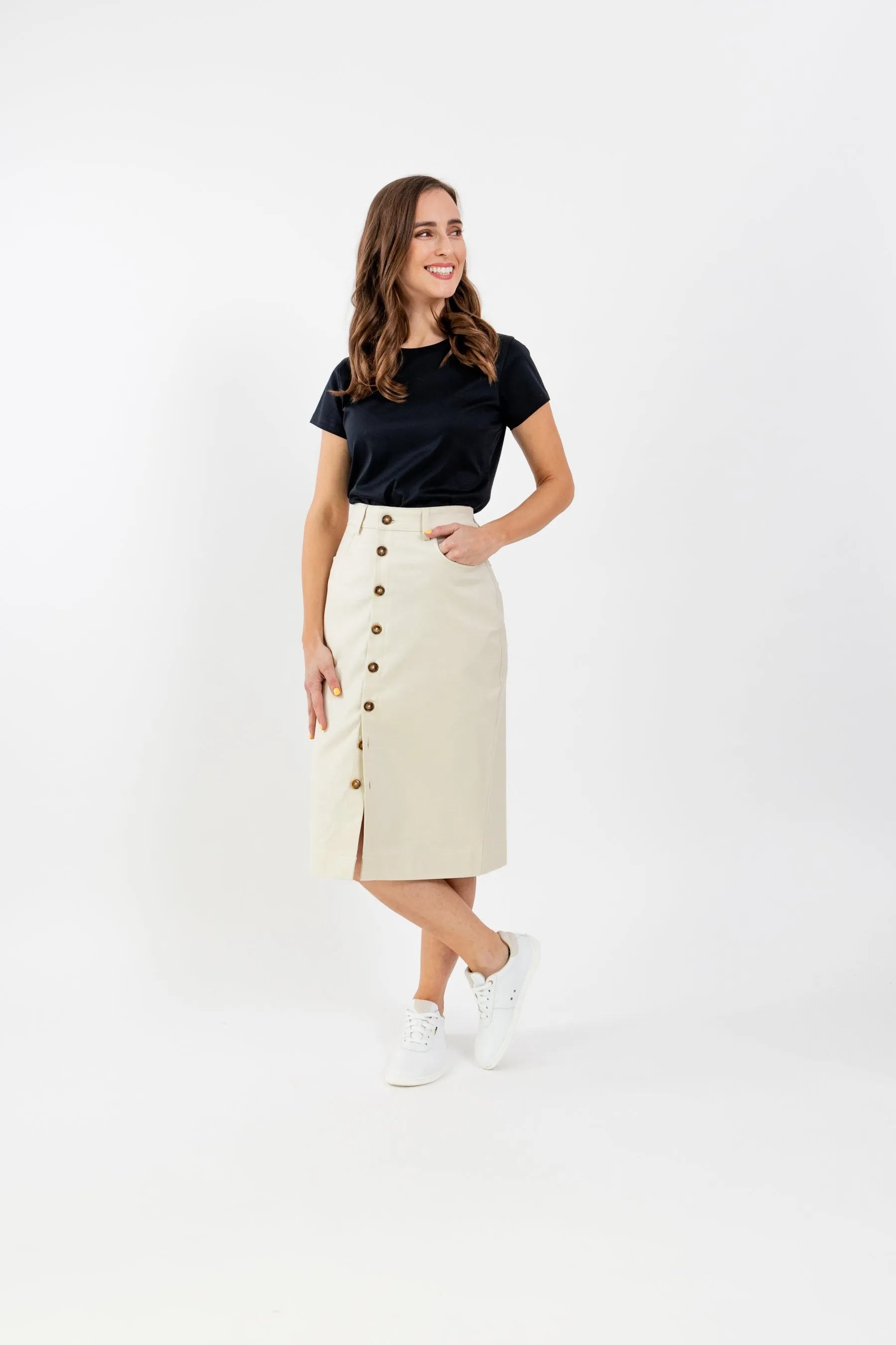 Jupe midi pour femme Be Lenka Essentials - Creme