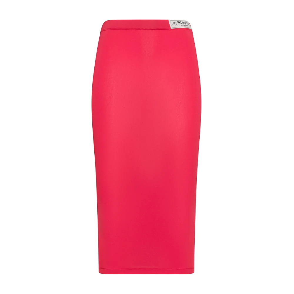 Jupe midi slim fit taille haute rouge