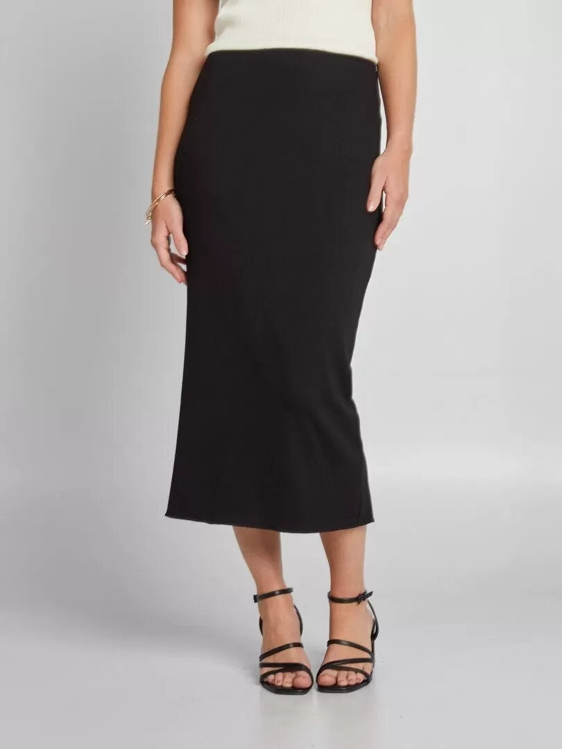 Jupe midi stretch - noir