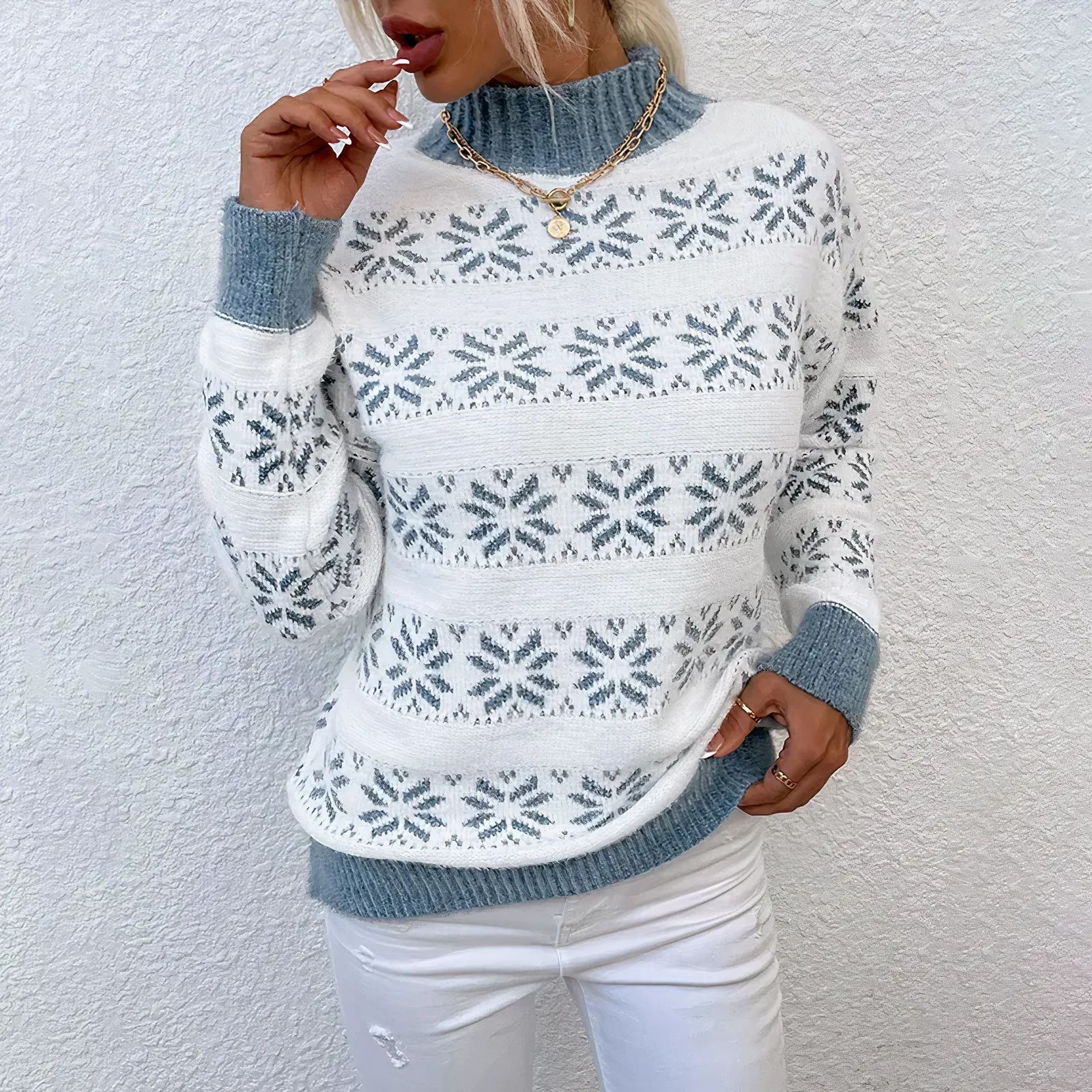 Lize - Pull avec flocon de neige tricoté pour un look hivernal