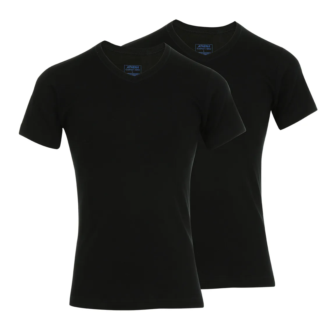 Lot de 2 Tee shirts col V homme Coton Bio noir Athéna - T-shirt / Polo Homme sur MenCorner