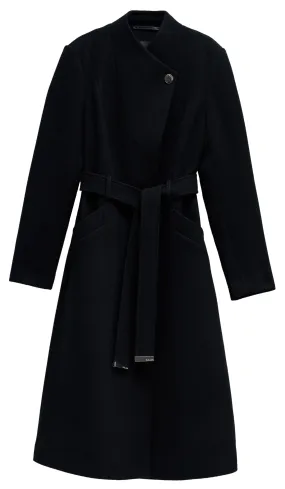 manteau femme  salsa long wool peacoat with belt