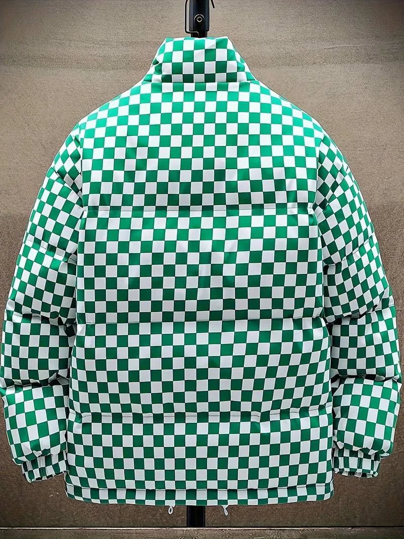 Manteau matelassé à carreaux pour hommes