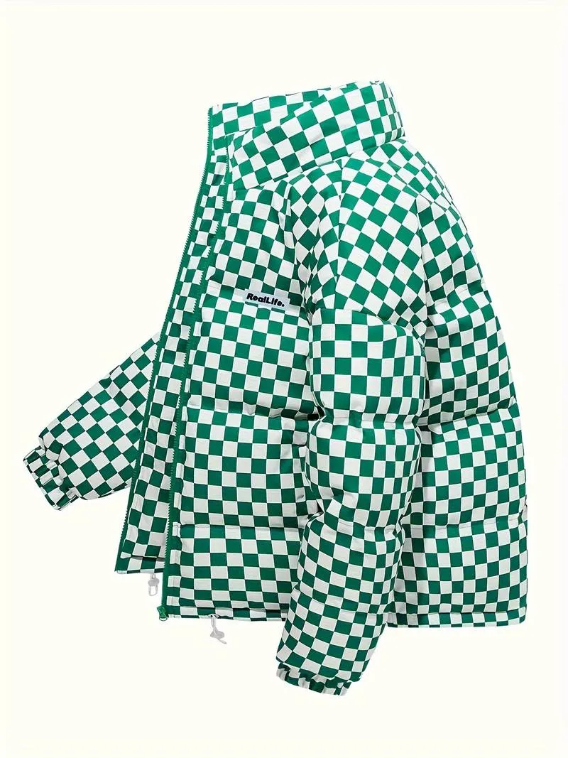 Manteau matelassé à carreaux pour hommes