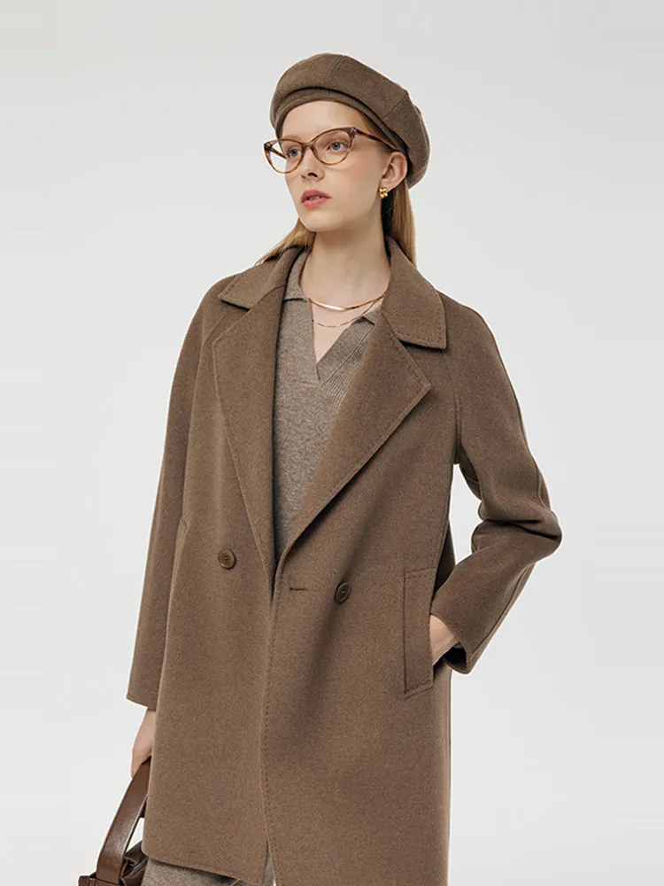 Manteau mi-long en cachemire et laine pour femmes