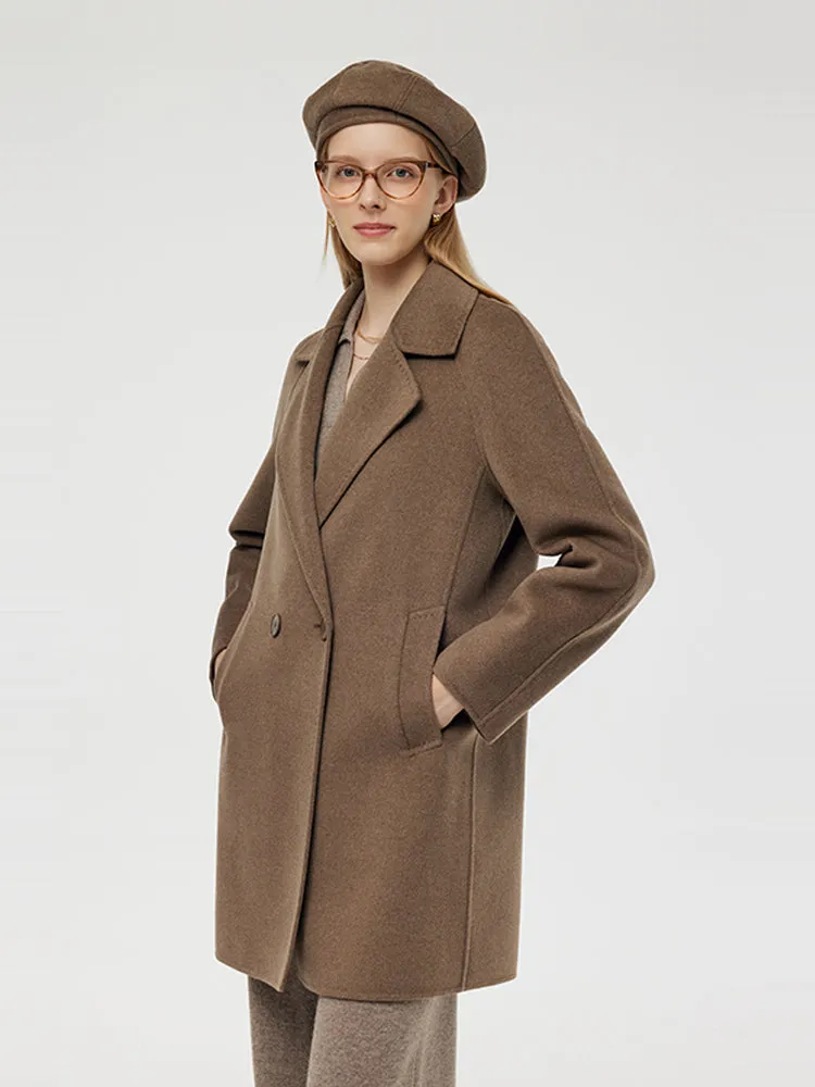 Manteau mi-long en cachemire et laine pour femmes