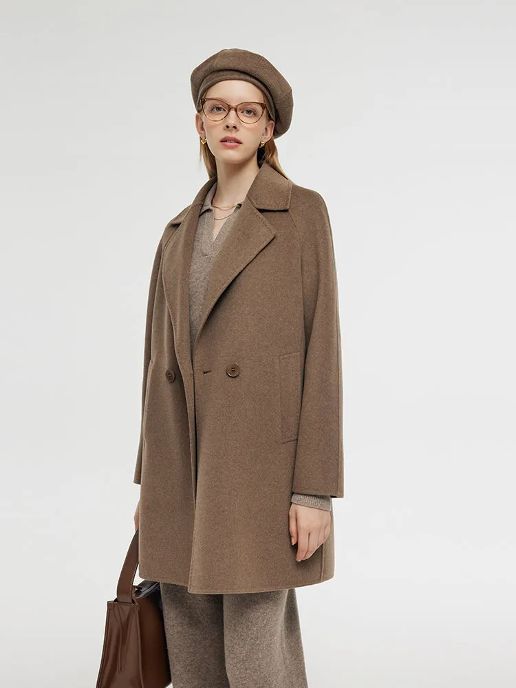 Manteau mi-long en cachemire et laine pour femmes