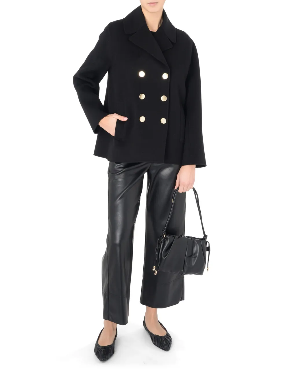 Max Mara Manteau de laine noir Peacoat 'S Margot