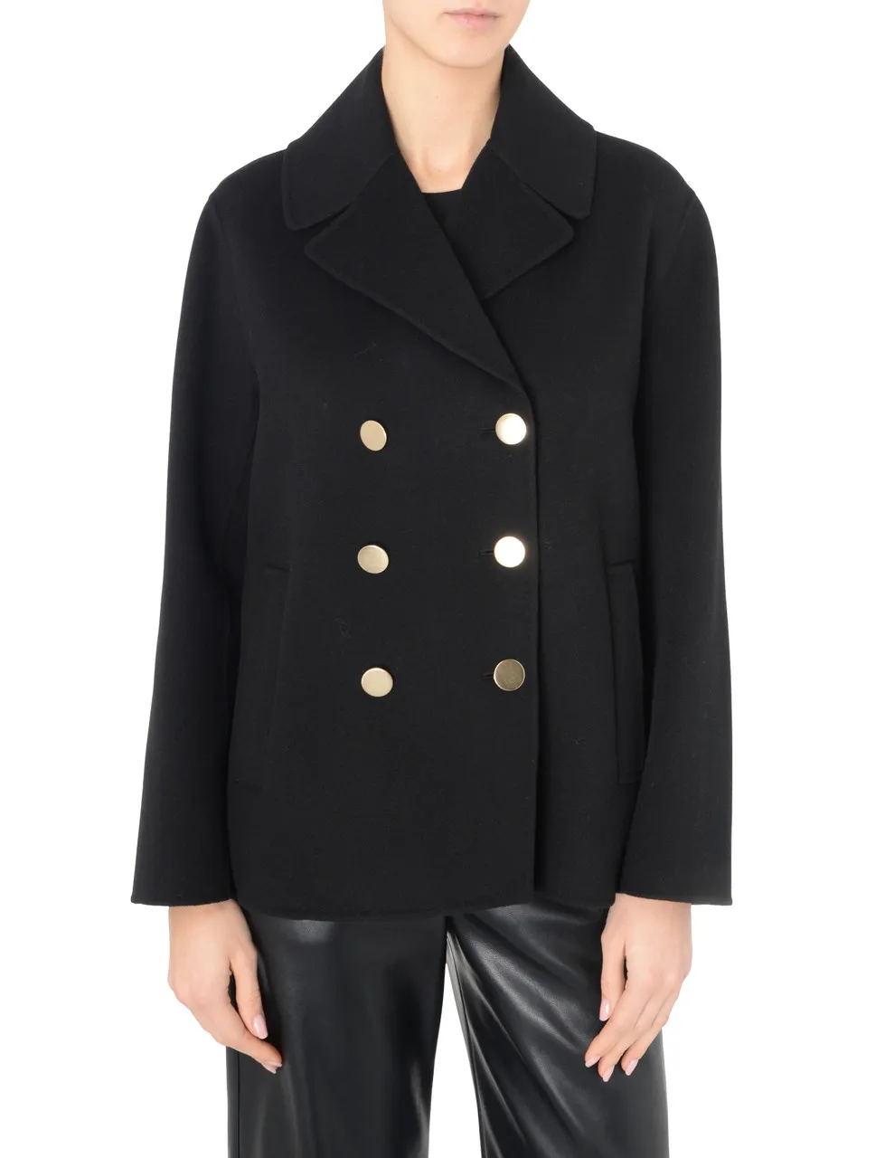 Max Mara Manteau de laine noir Peacoat 'S Margot