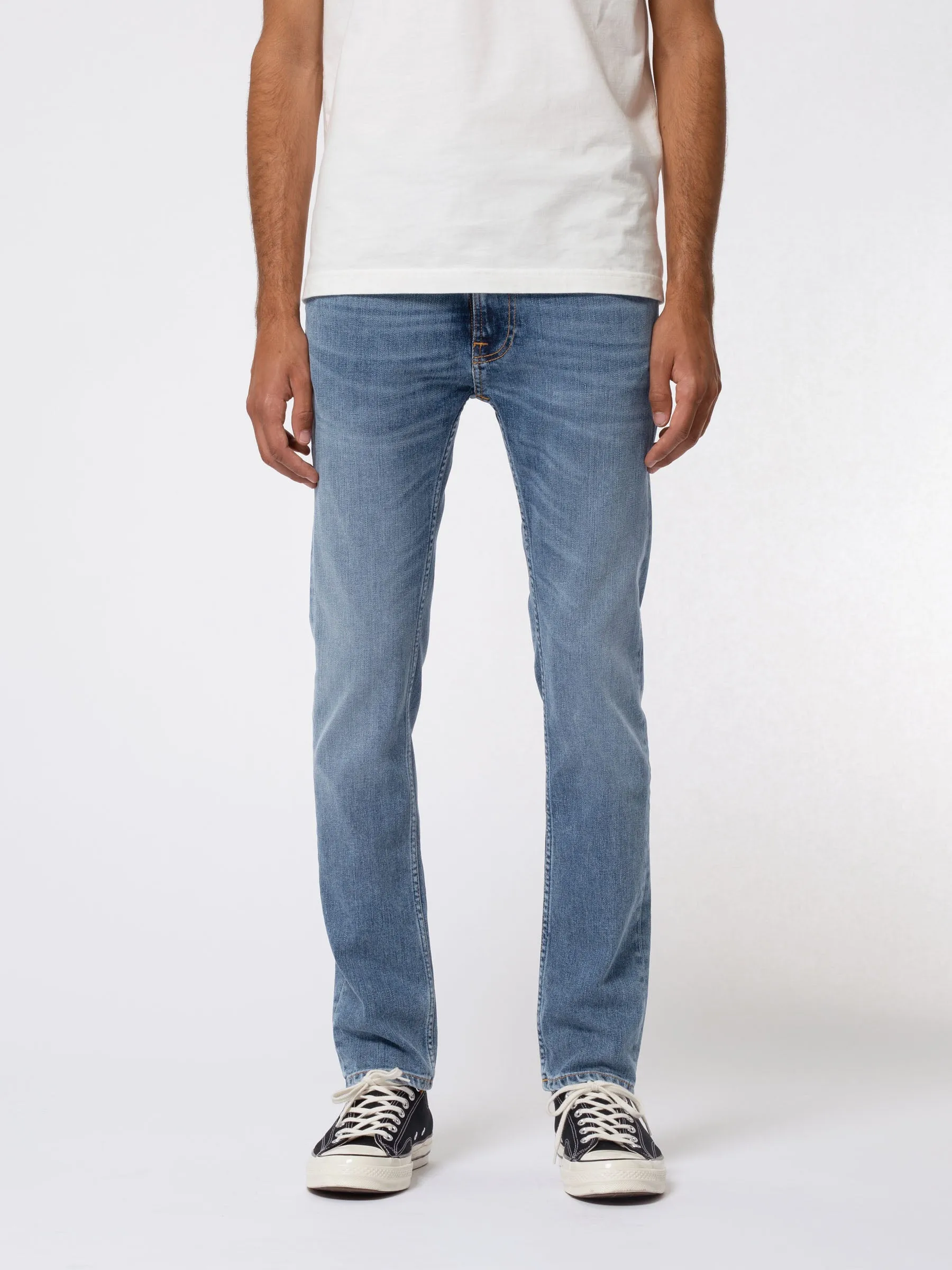 Nudie Jeans co - Jean Thin Finn Lost Orange - Jean Slim Bleu Délavé