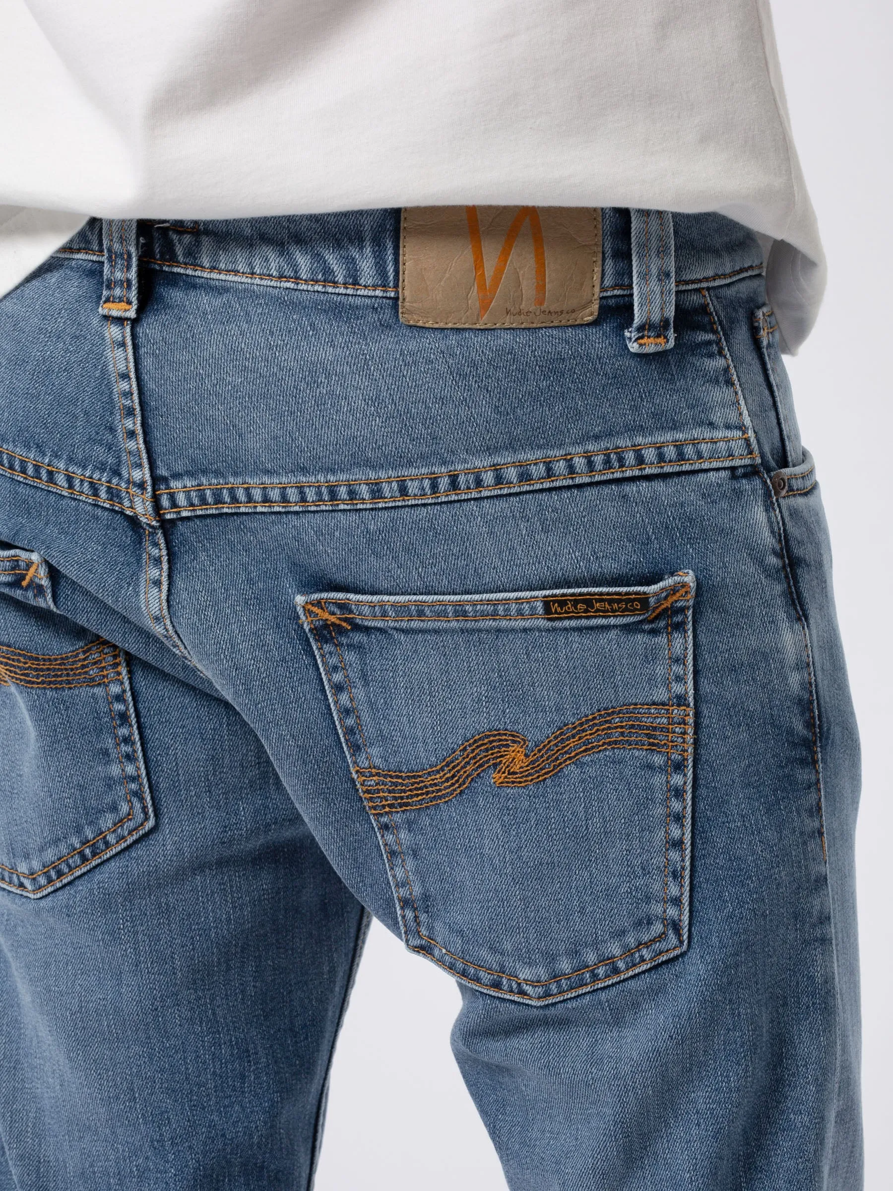 Nudie Jeans co - Jean Thin Finn Lost Orange - Jean Slim Bleu Délavé