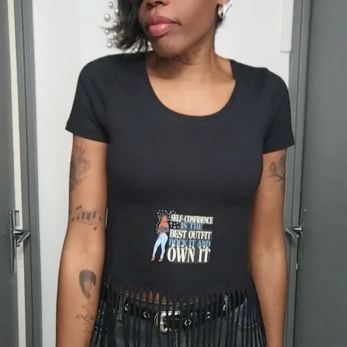 Original fitted t-shirt femme imprime !!queen !! en coton et elastane noir imprime taille:m belicious-delicious-creation