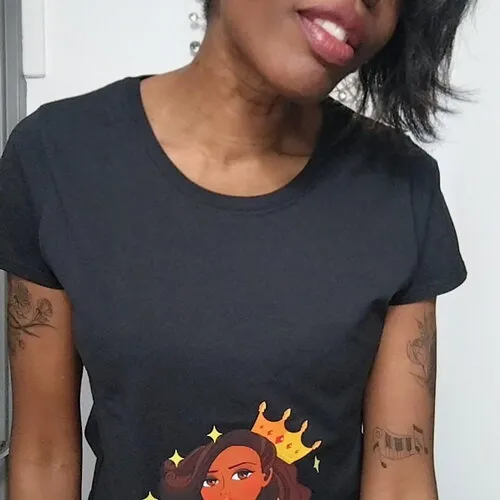 Original t-shirt femme imprime loose fit !!queen !! en coton noir imprime taille:40 - xl belicious-delicious-creation