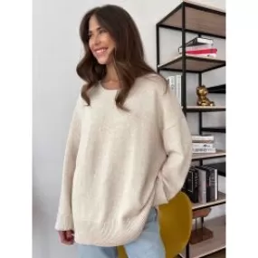 Pull ample en tricot à col rond pour femmes - Un style décontracté et confortable