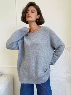 Pull ample en tricot à col rond pour femmes - Un style décontracté et confortable