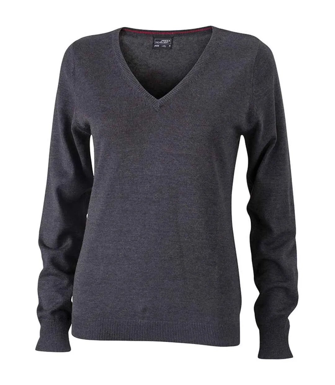 Pull classique col V - FEMME - JN658 - gris anthracite