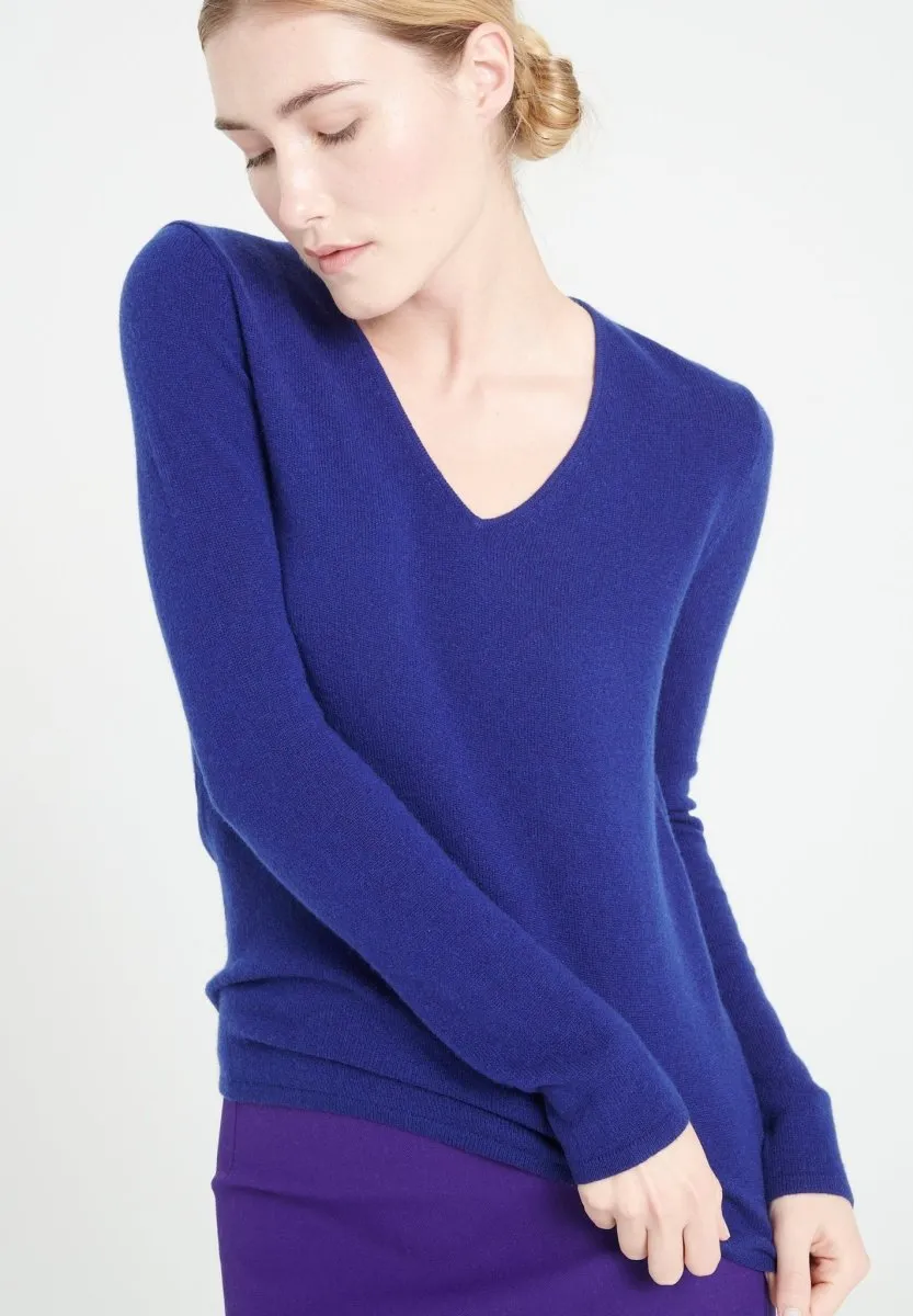 Pull col V cachemire bleu nuit femme - LILLY 2