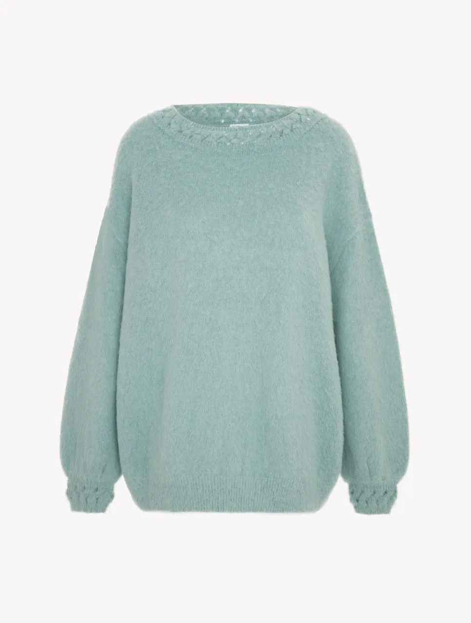 Pull en laine d'alpaga mélangée de couleur vert amande