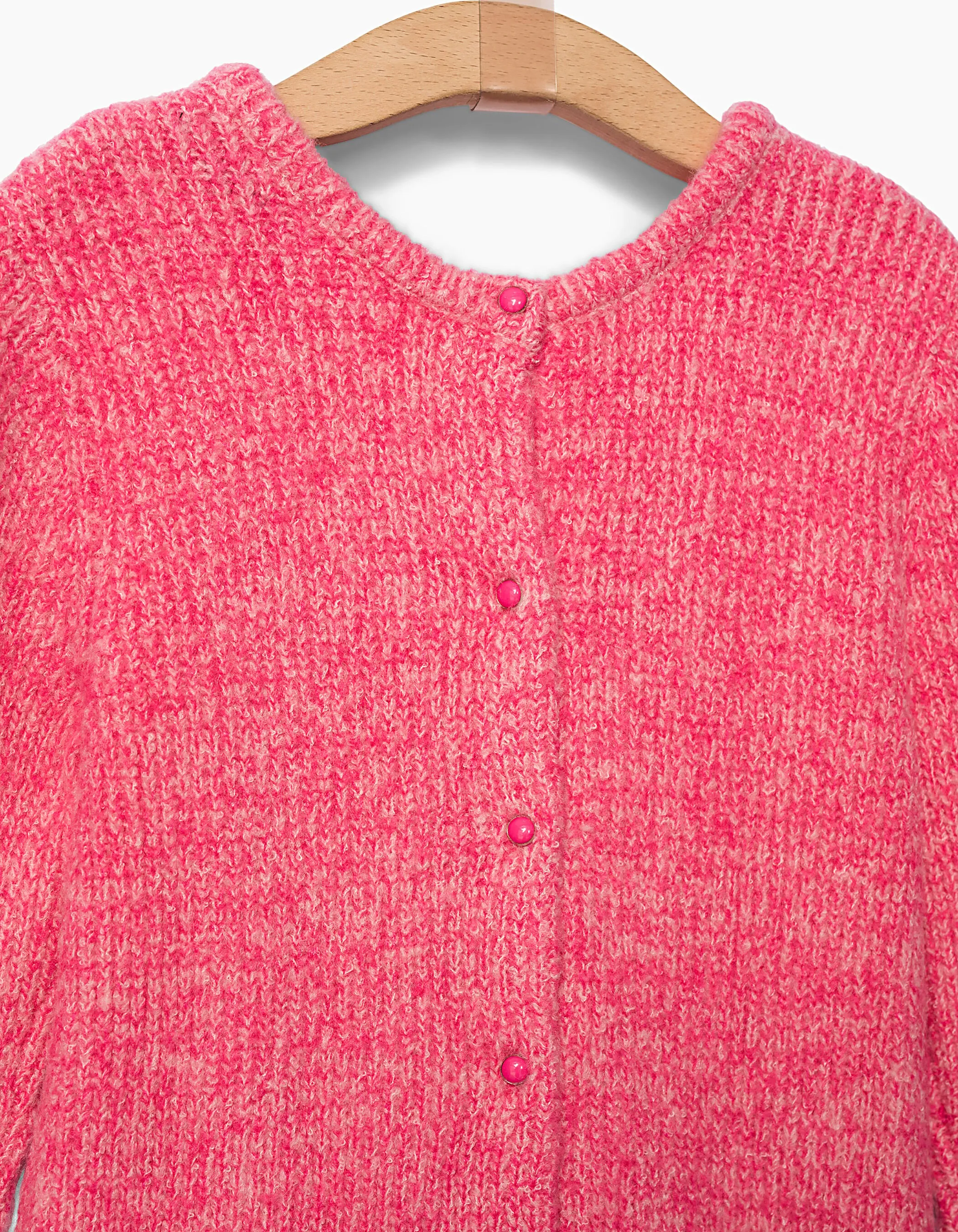 Pull en maille moulinée fuchsia fille